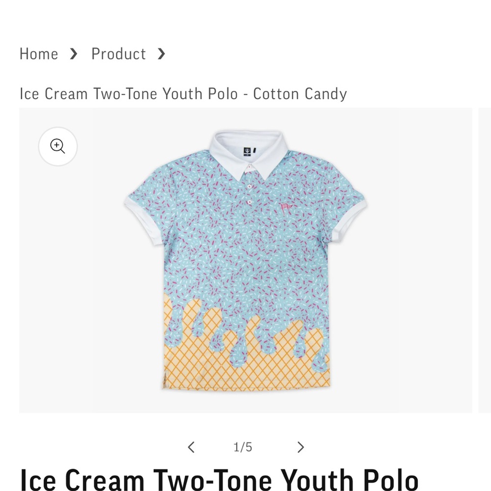 NEW Baseball Lifestyle 101 (BL101) ice cream drip polo, youth medium
